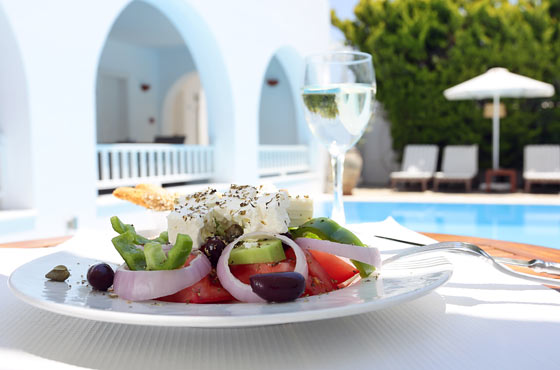 Lunch by the pool at Stelia Mare Hotel in Paros