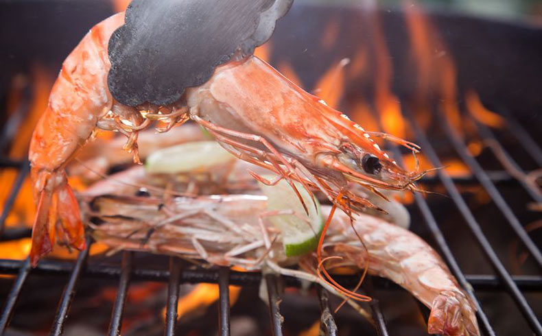 Fresh Shrimps On Grill - Traditional Paros Restaurants