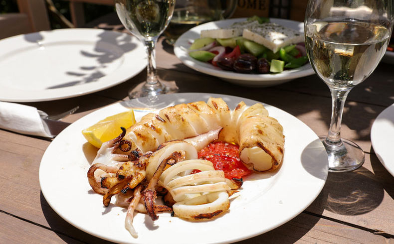 Roasted Squid Paros Restaurants Greece